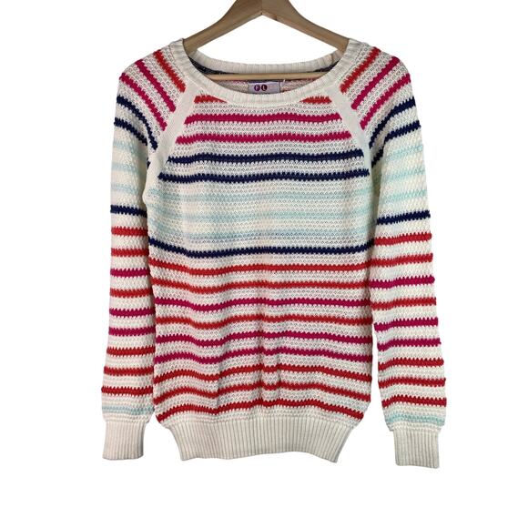 FLG Flashlights Women's 6 Cream Colorful Striped Pullover Sweater - Picture 1 of 7